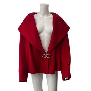 Marina Rinaldi Red Wool Crystal Short Wool Angora Jacket size 27